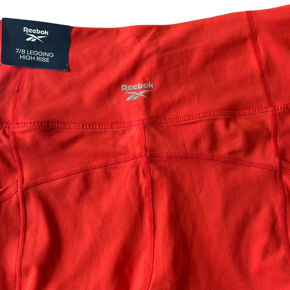 Reebok 7/8 red high rise leggings New With Tags Size L - Picture 3 of 10